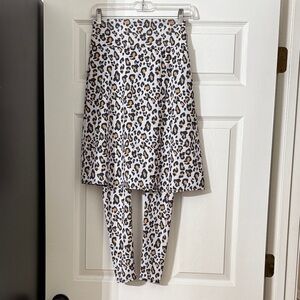 Leopard Print A-Line Skirt with Leggings